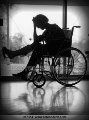 depressed woman in wheelchair