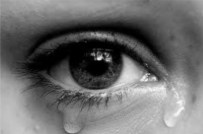 tear filled eye